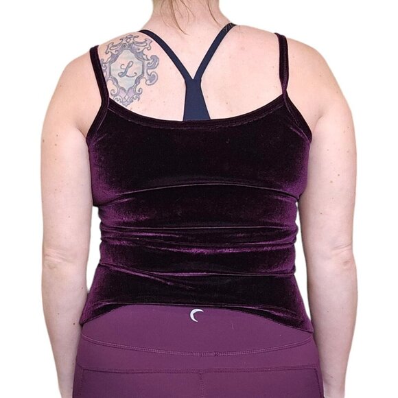 Vintage 90s Womens Medium Purple Velvet Cardigan Sweater Set Stretchy W‎ Tank - Picture 4 of 11